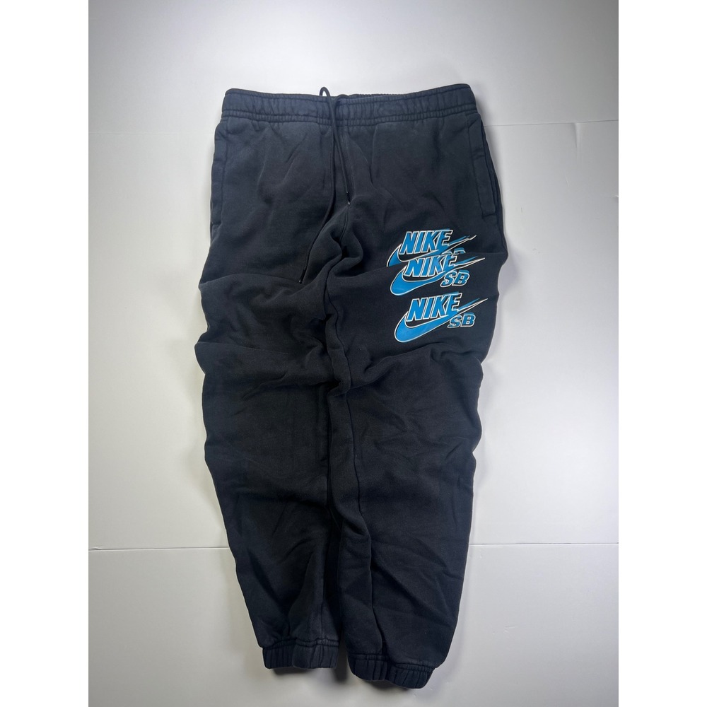 Nike SB Joggers Mens Small Black Triple Logo Graphic Fleece Sweatpants 0293